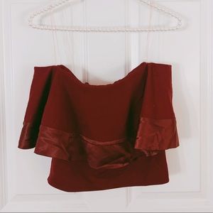 Like *NEW* Burgandy Off the Shoulder Crop